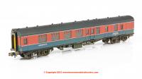 374-195 Graham Farish BR Mk1 BSK Brake Second Corridor Coach "Laboratory 12" in RTC Red and Blue livery with weathered finish